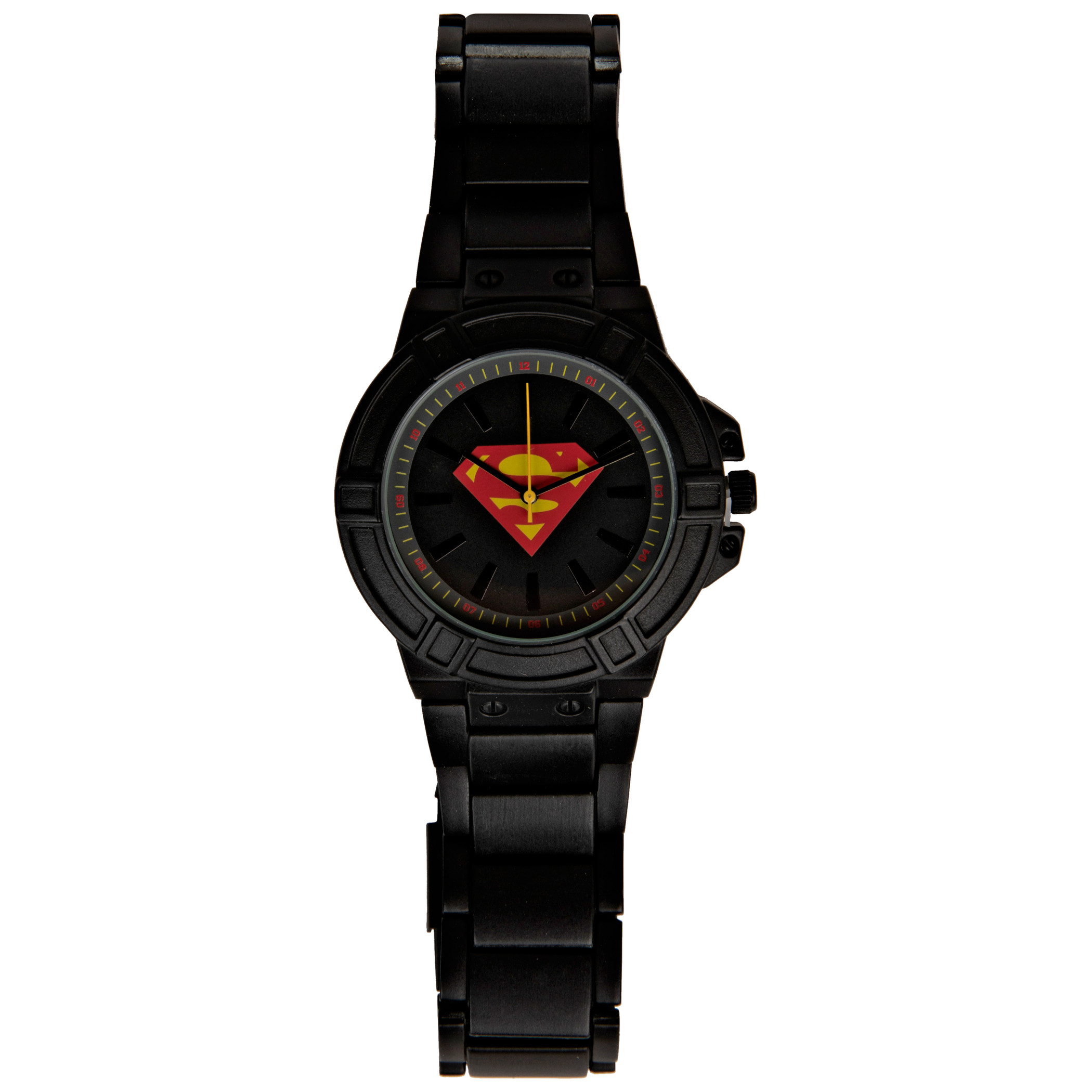 DC Comics Superman Classic Symbol Watch Face with Black Metal Band